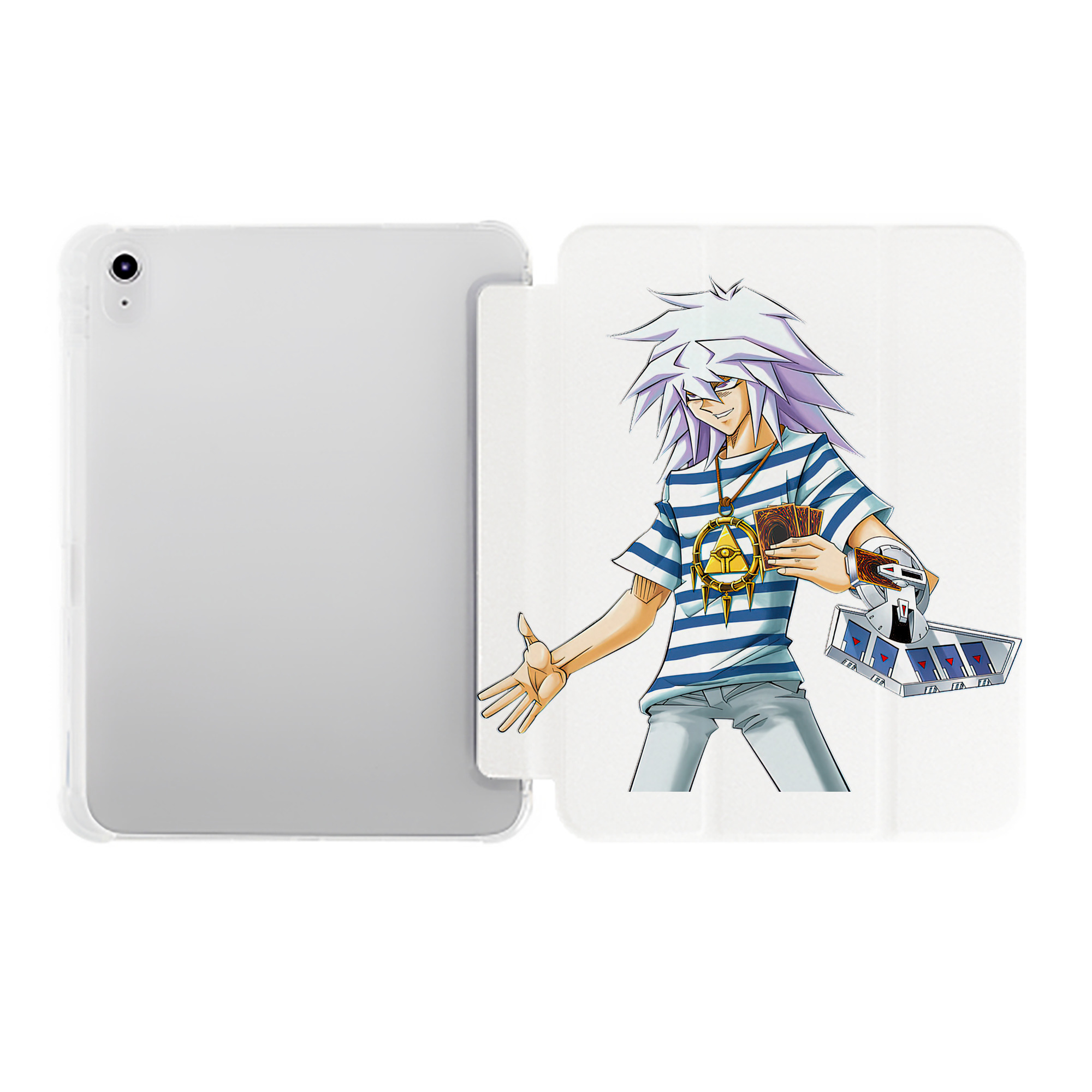 （画像用） 遊☆戯☆王 Yu-Gi-Oh! IPad ケース ペン収納付き 三つ折りスタンド PUレザー×シリコン 対応機種9.5/10.5/10.9インチ